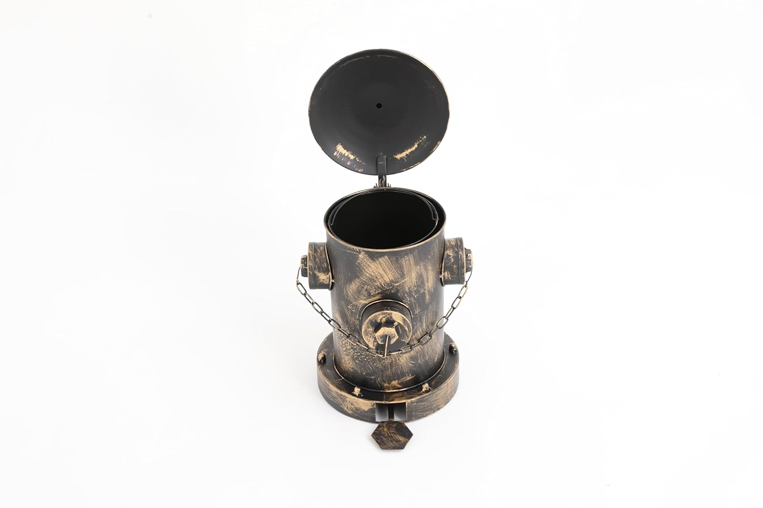 Retro Fire Hydrant Trash Can – Pedal Operated Step-On Garbage Bin with Removable Inner Bucket, 1.27 Gallon Capacity, Bronze Finish for Indoor Outdoor Use