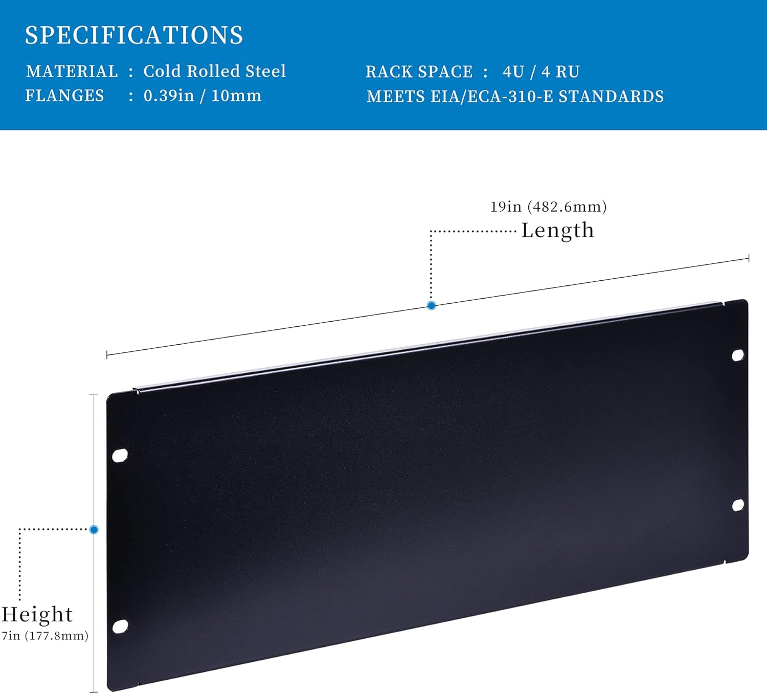RackPath 4U Blank Rack Mount Panel Spacer for 19in Server Rack Enclosure or Network Cabinet – 2 Pack