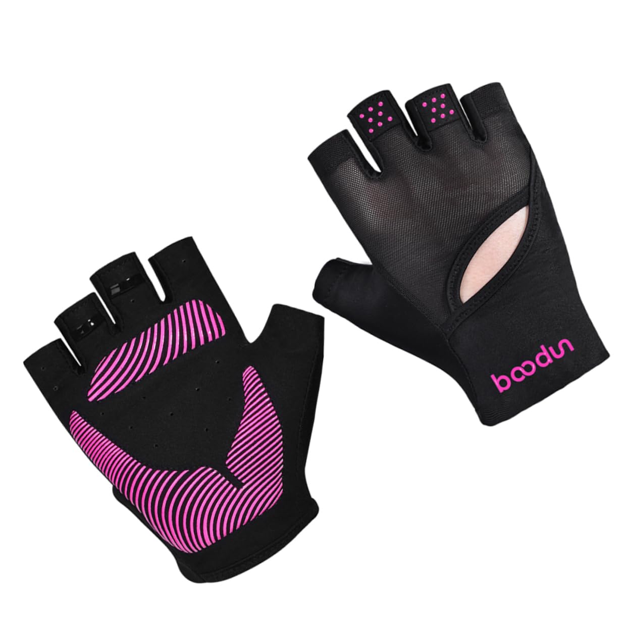 INOOMP 2pezzi Guanti Da Palestra Antiscivolo Per Fitness e Yoga Guanti Mezza Dita s Per Uomini e Donne Per Sport All Aperto e Attività Fitness Nero Rosa