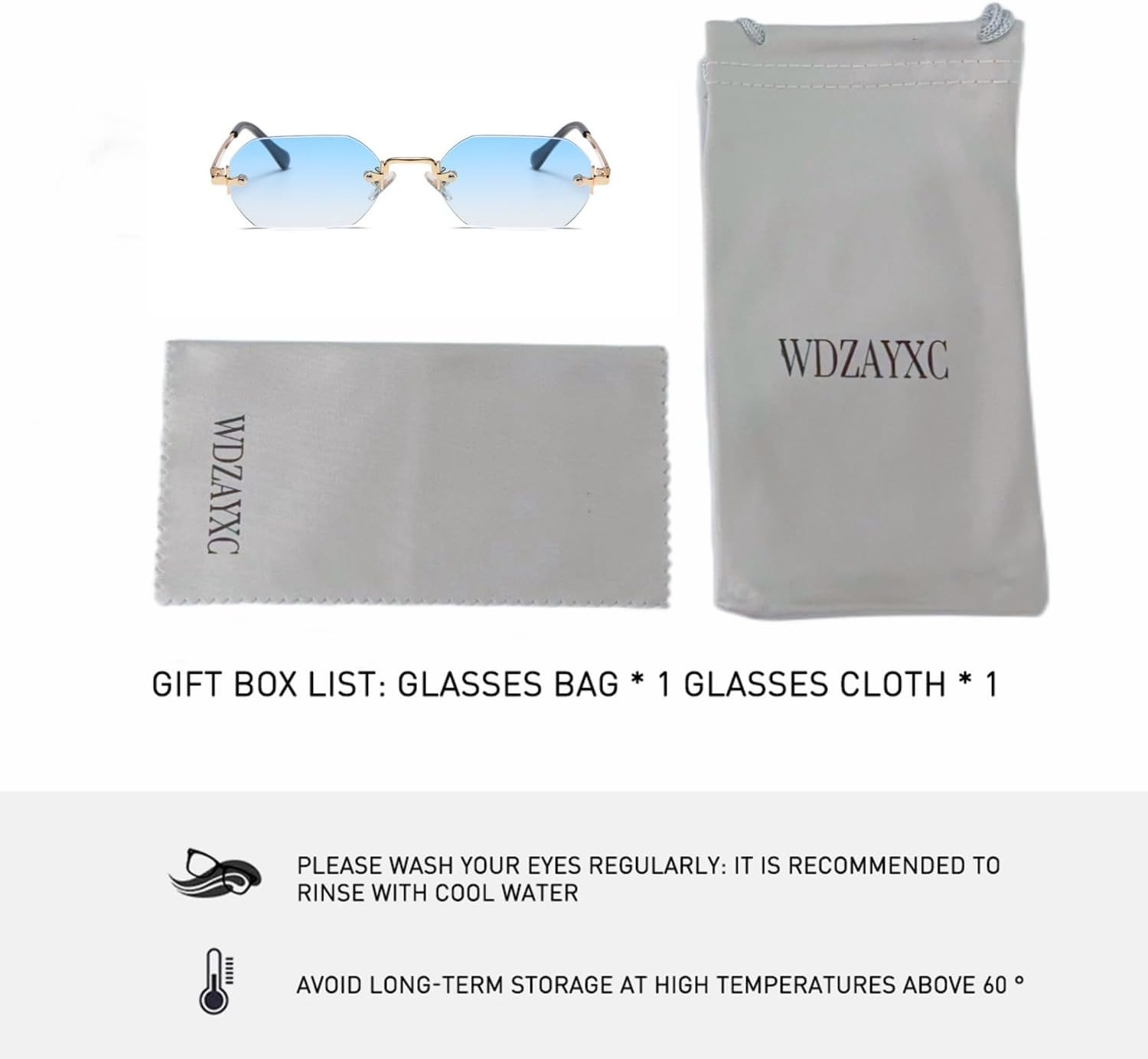 Retro Rimless Sunglasses for Women Men Rectangle Sunglasses - Image 4