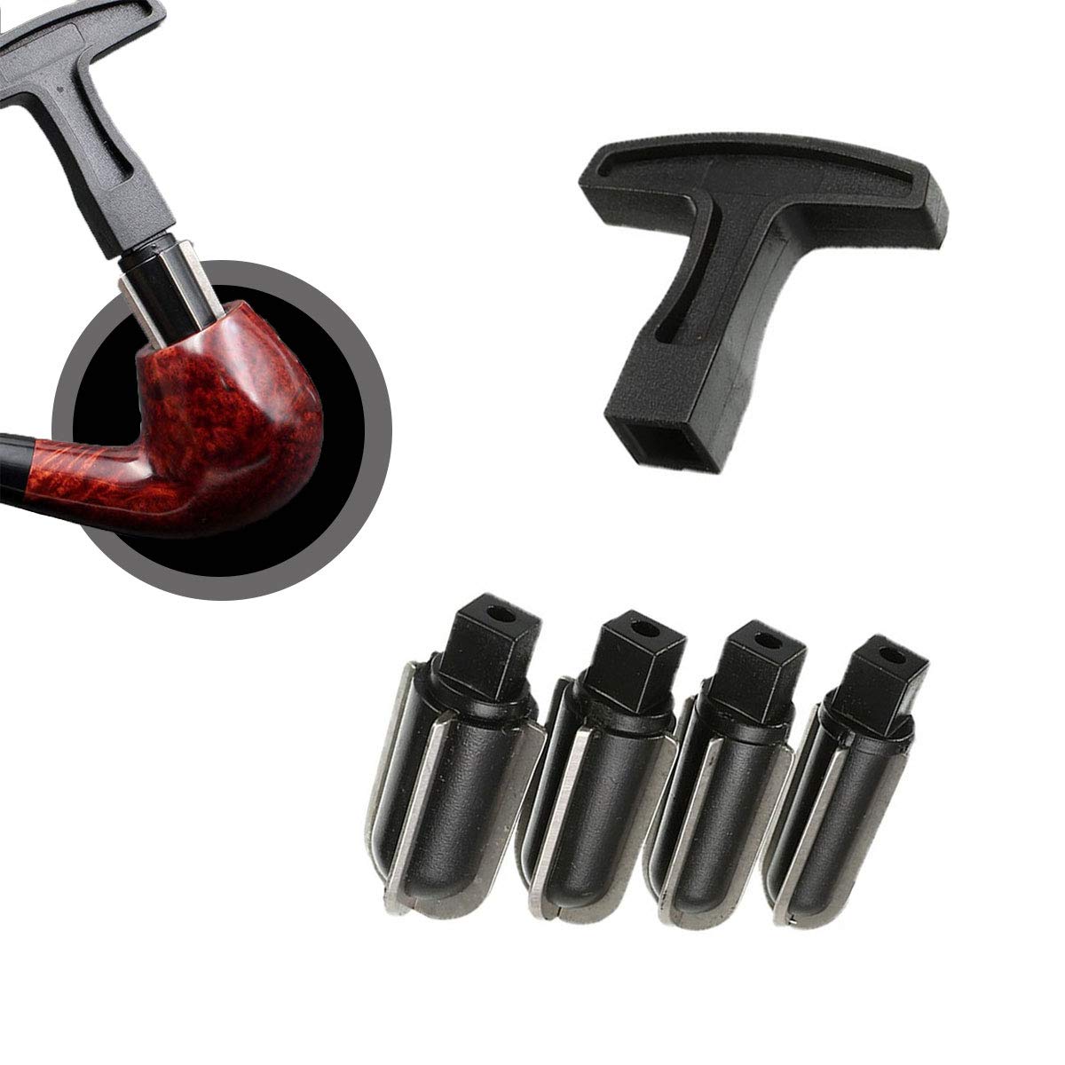 Professional 4 Heads Tobacco Pipe Reamer Kit with Gift Box Handle