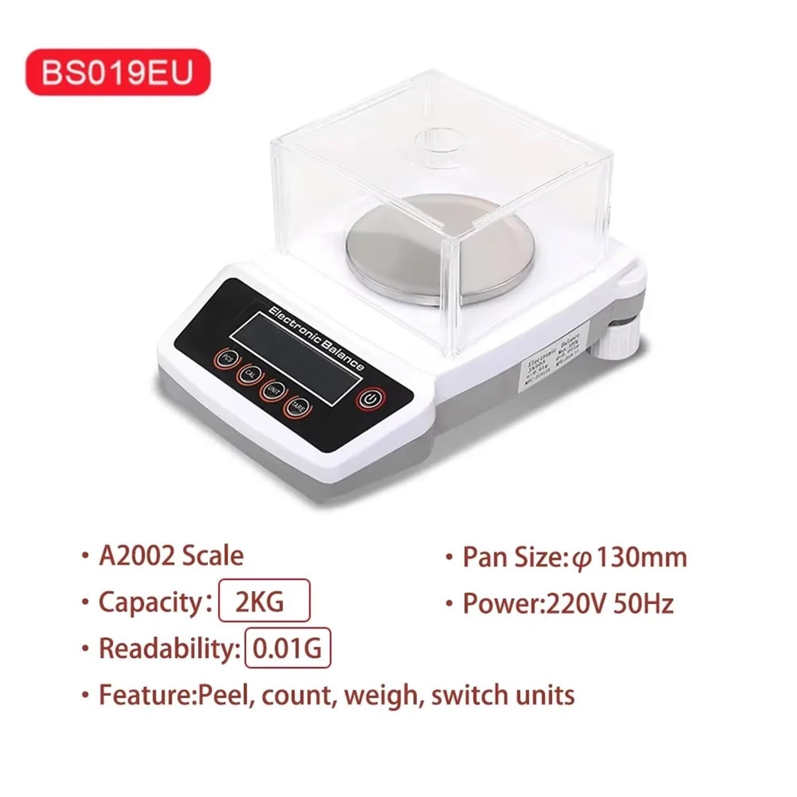 Básculas digitales de laboratorio, Balanza electrónica digital con cubierta a prueba de viento, 300 g 0,01 g / 100 g 0,001 g / 600 g 0,01 g / 2 kg 0,01 g Balanza analítica de laboratorio