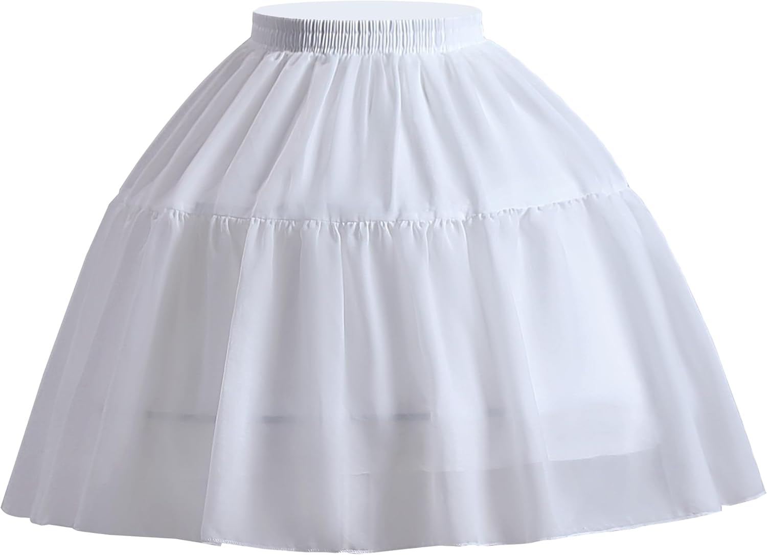 Lolita 2-Hoop Crinoline Petticoat Women’s Crionline Waist 21.7-31.5in, Short Underskirt for Cosplay & Ball Gowns White