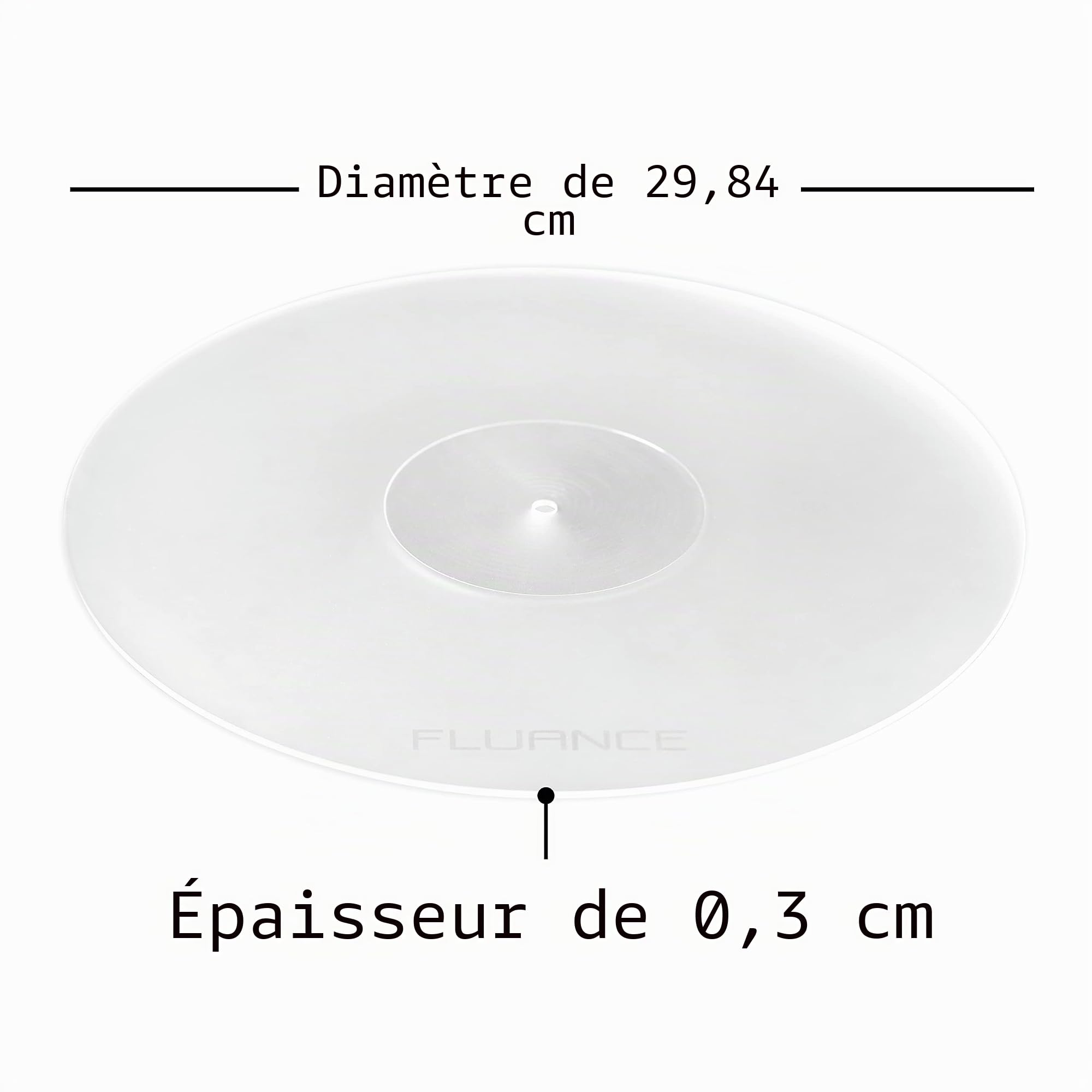 Fluance Tapis de plateau en acrylique pour platines – Réduit les vibrations pour une meilleure clarté sonore pour la lecture de disques vinyles, antistatique, usiné avec précision, compatible avec les
