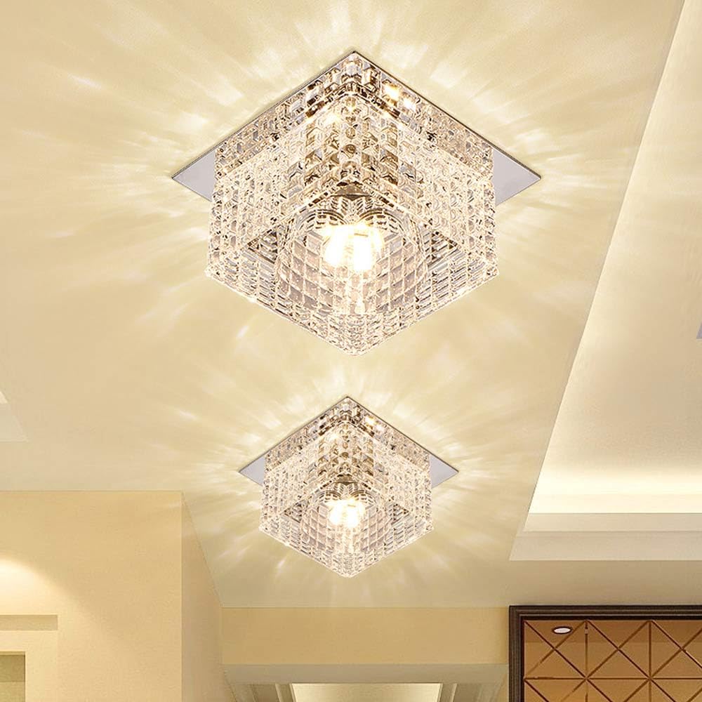 Confezione da 11 Faretti LED Quadrati in Cristallo Kit di Finitura per Alloggiamento di Illuminazione A Incasso LED da 3,9 Pollici Plafoniera A Incasso LED con Apertura da 5-8 Cm