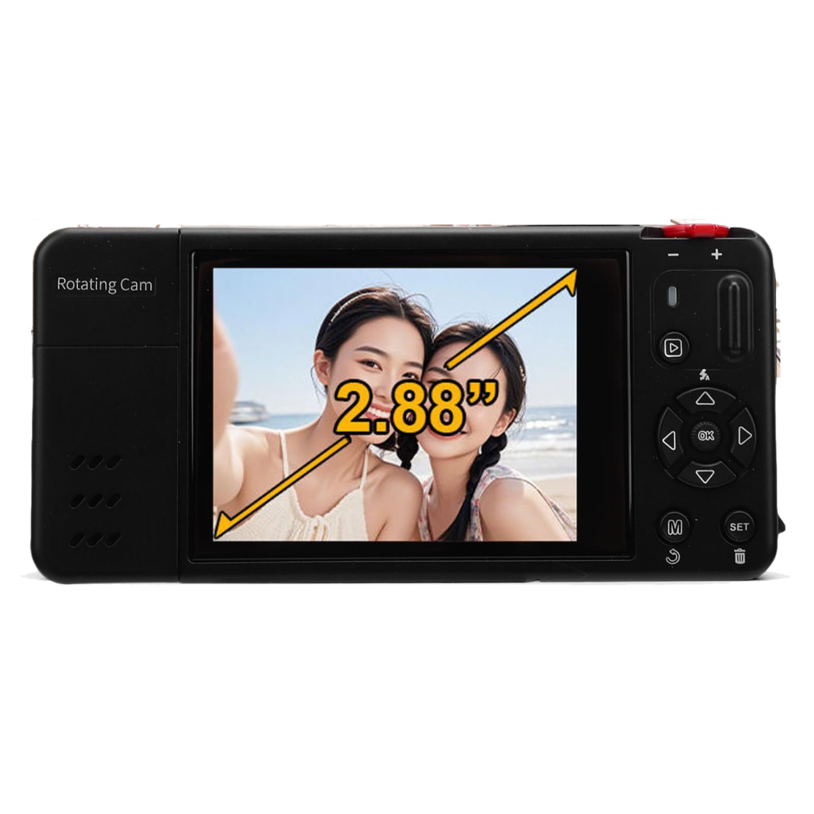XUMIUZIY Fotocamera Digitale 4K, Fotocamera per Vlogging con Messa a Fuoco Automatica da 64MP con Schermo Flip a 270°, Zoom Digitale 18X, Luce LED Integrata e 16 Filtri Divertenti,