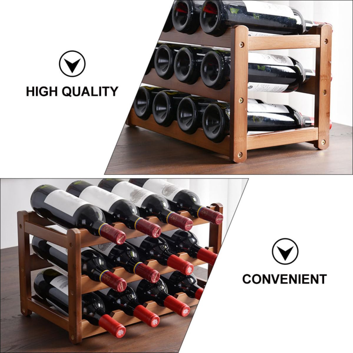 Artibetter Porta Vino da Terra in Bambù, Stile Classico Marrone
