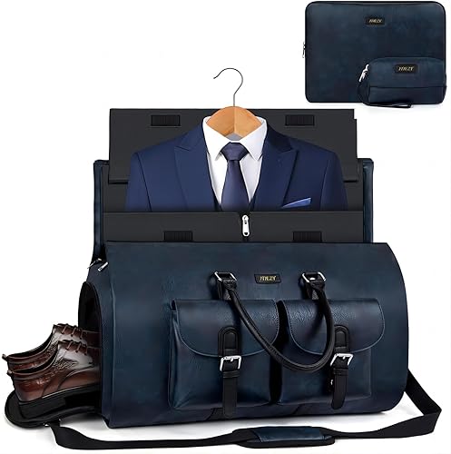 Miniatura 8 de Bolsa para ropa de viaje, bolsa de lona convertible de equipaje de mano para ropa de hombre, 3 piezas, bolsa de fin de semana, 2 en 1, maleta