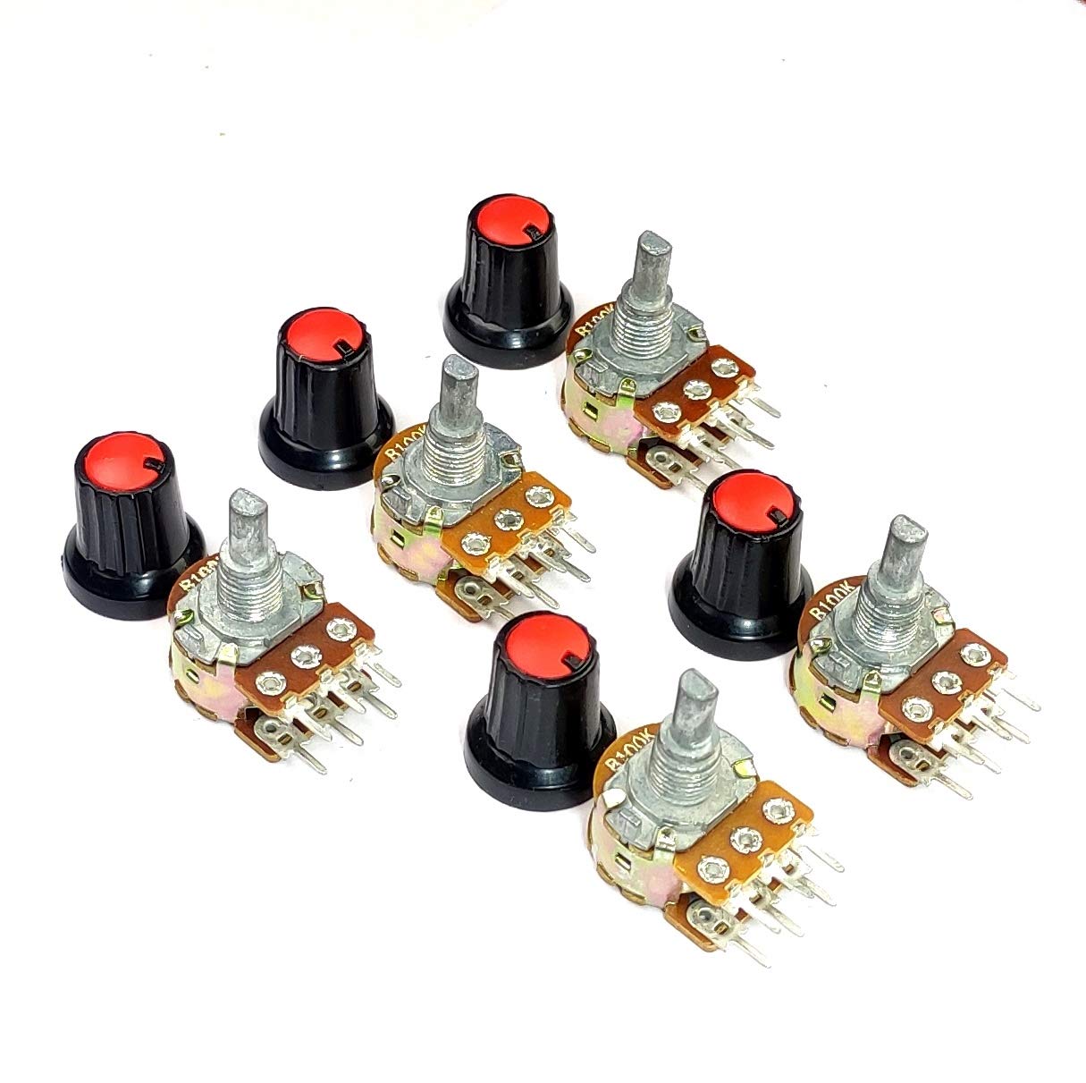 AVS COMPONENTS Pack Of 5 Pcs 100K ohm A100,B100 dual potentiometer, (D