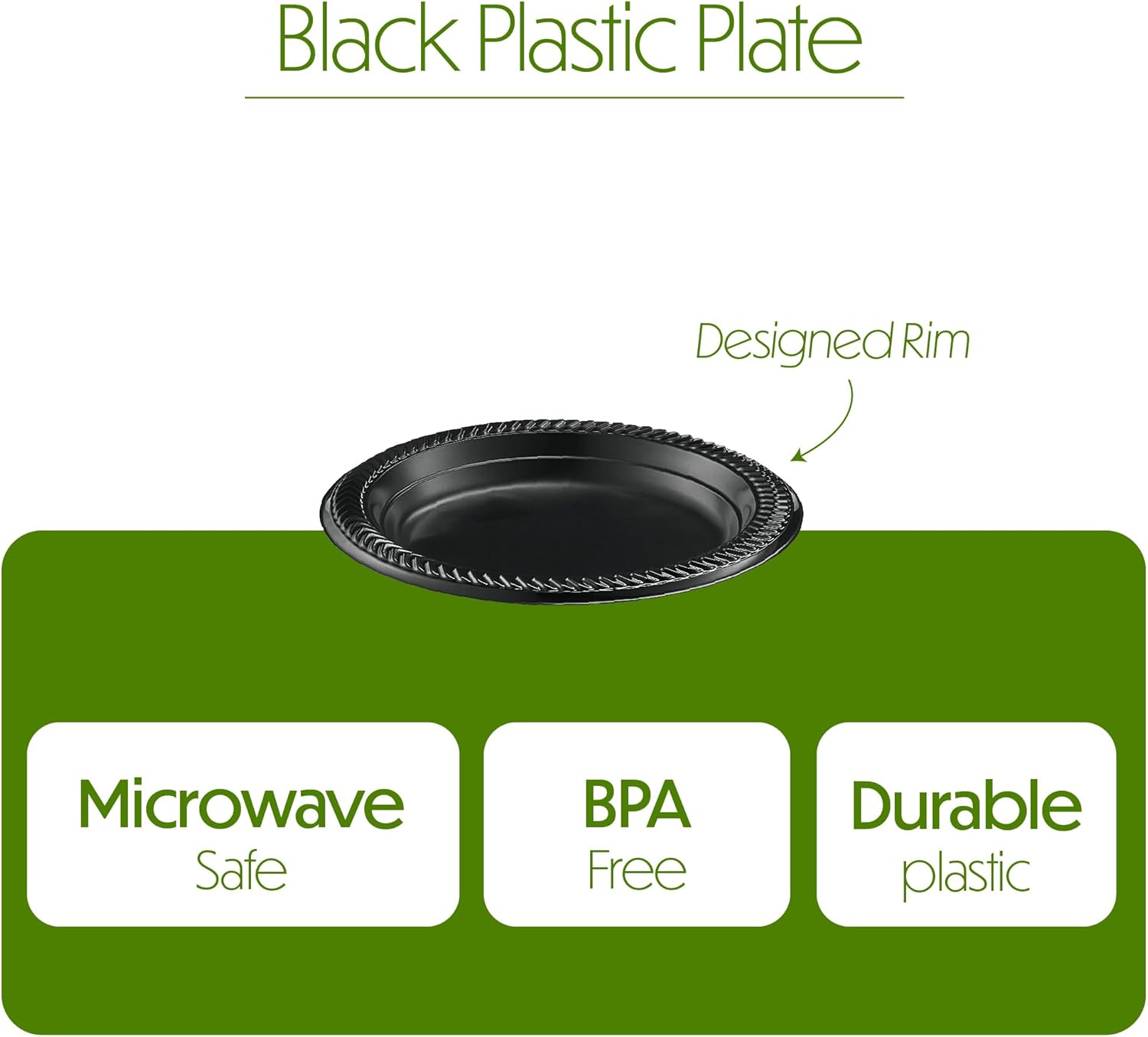 PLASTICPRO 800 PCS Black Plastic Plates Light Weight 6 Inch Plastic Dessert Plates Black Plates Disposable for Party and Wedding