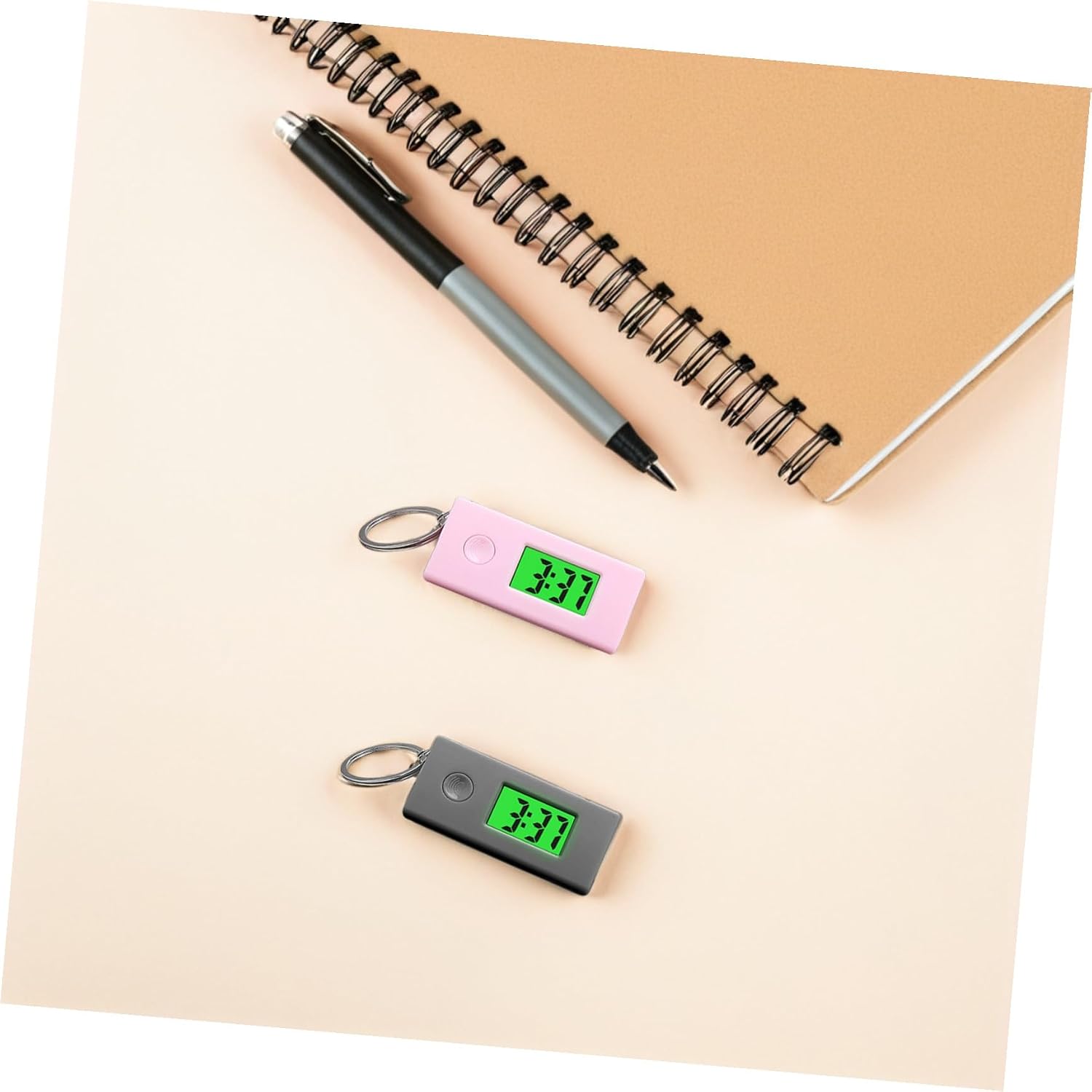 5pcs Digital Watch Keychain Night-light Portable Key Ring Watch for Boys and Girls
