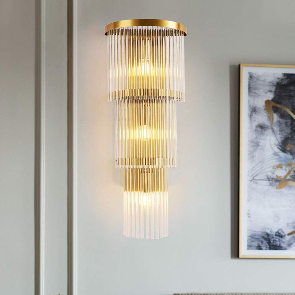 Luces de Pared LED, lámpara de Pared para Sala de Estar Interior, iluminación de Pared Decorativa de Cristal de Acero Inoxidable Moderna para Dormitorio, Camino, Pasillo, escaleras, balcón