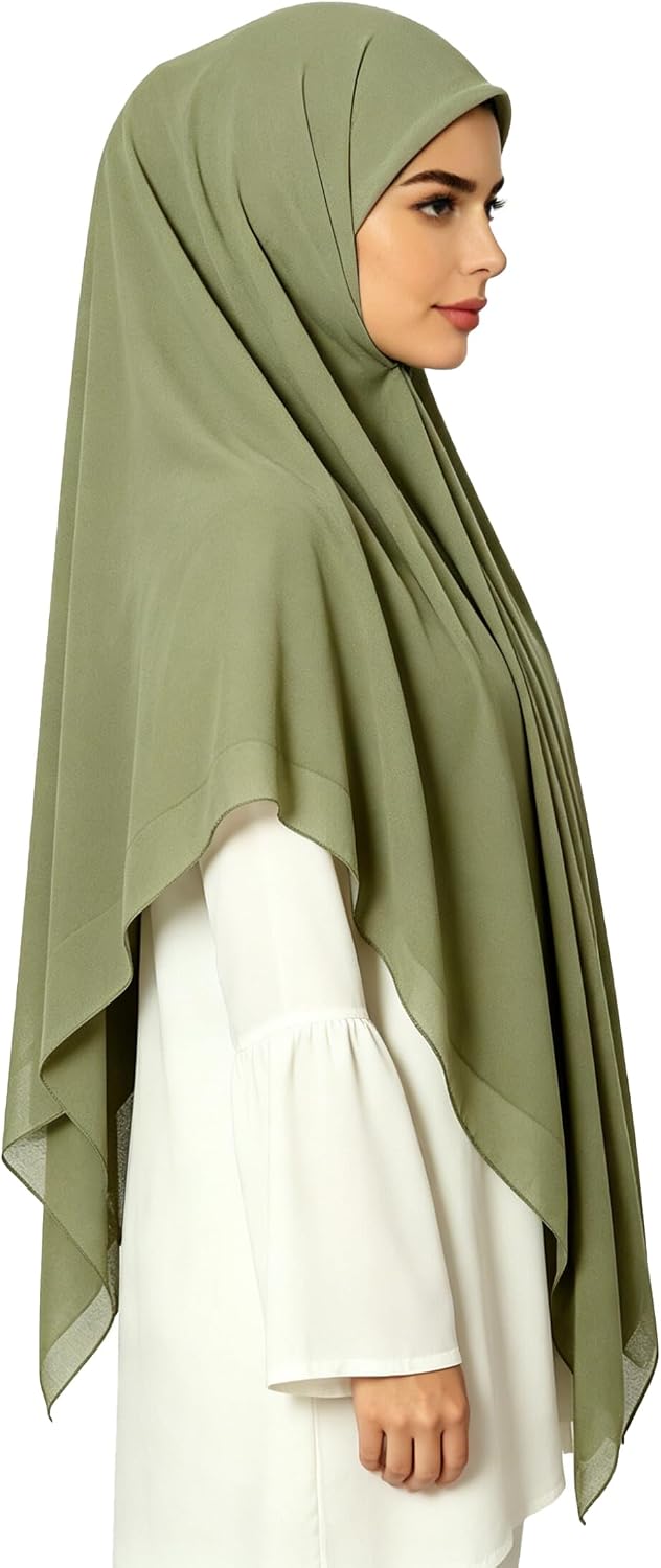 Lina & Lily Premium Chiffon Hijab Head Scarf Shawl Wrap for Muslim Women Square 58'' x 58'' image 3