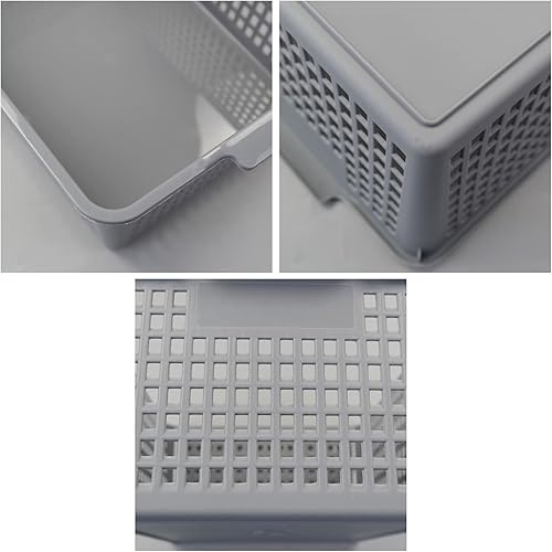 Miniatura 3 de Paquete de 3 cestas de almacenamiento de plástico, contenedor de almacenamiento grande gris