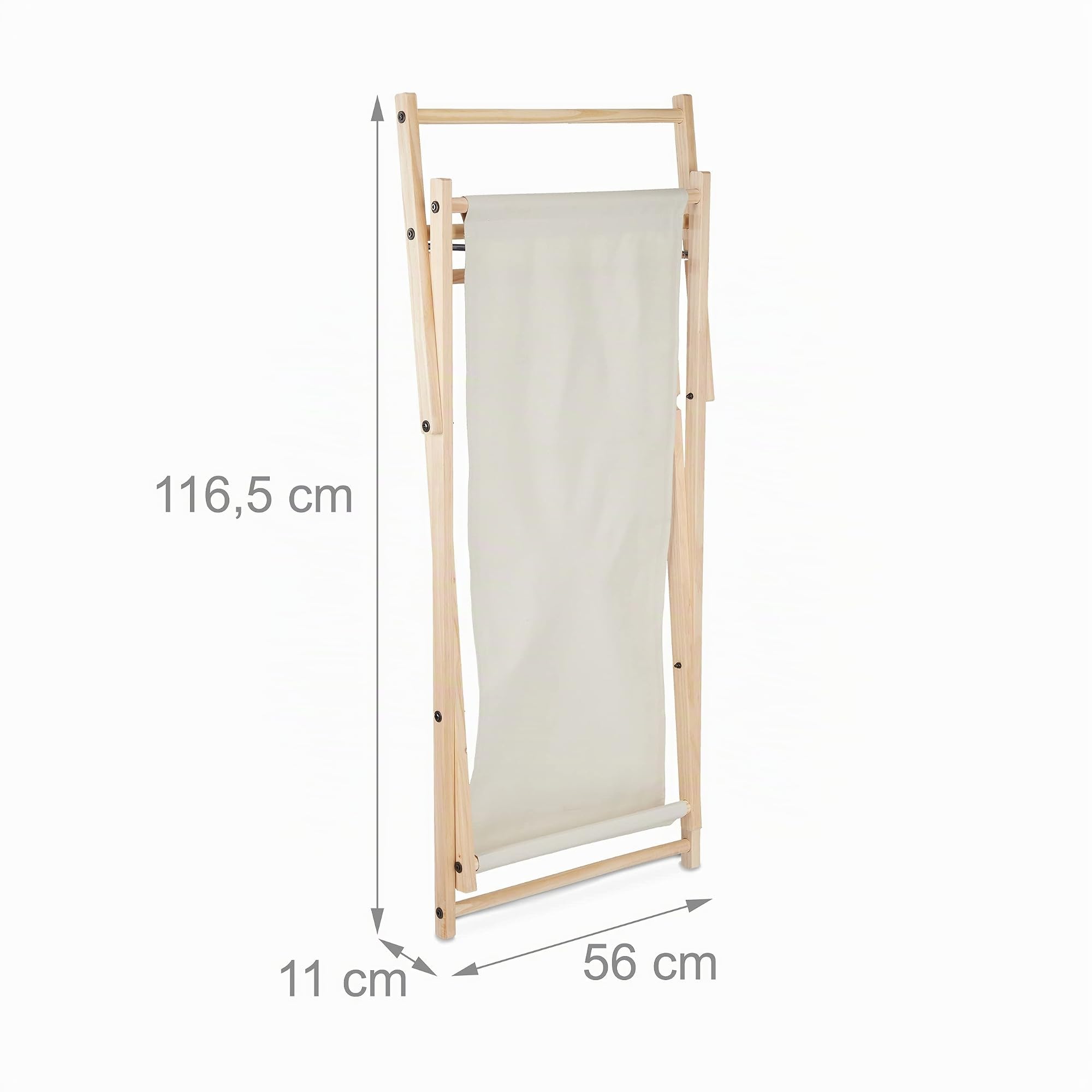 Relaxdays Chaise Longue Pliable, réglable, en Bois de pin & en Polyester, pour Jardin, Plage et Balcon, Beige