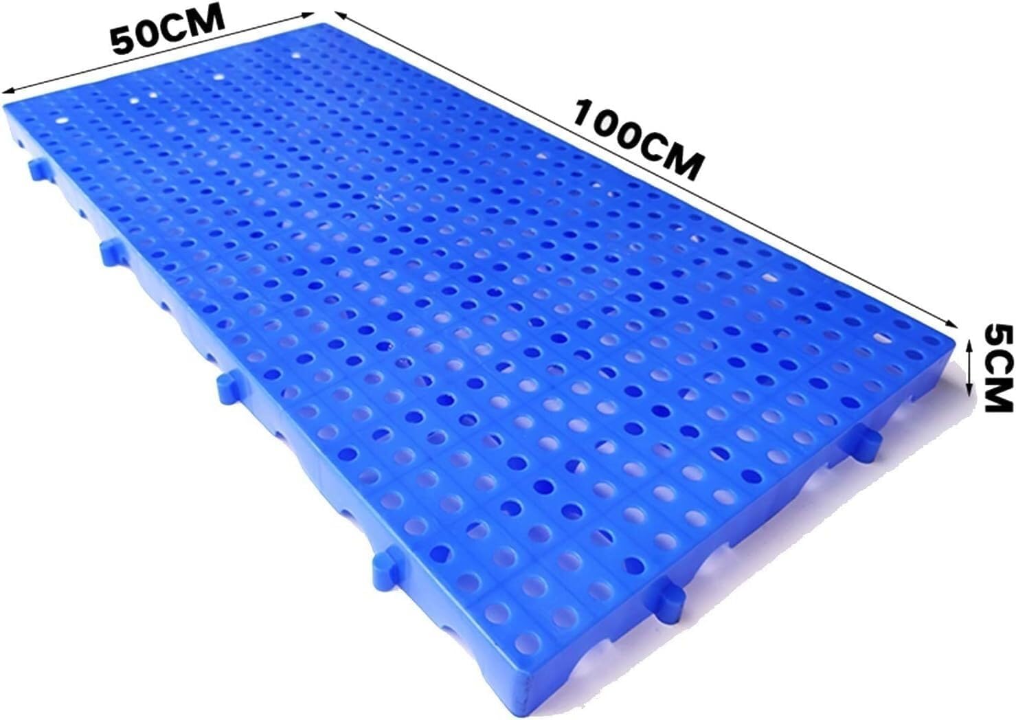 TIST Plastic Pallet Storage Mat Grid Warehouse Goods Board Supermarket Cut Off Mat Safety Stable Height 5cm(Blue-1pack,100x50x5cm)