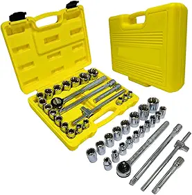 Jogo de Soquetes 1/2 22 Peças com Catraca Reversível em Aço Cr-V Kit Ferramentas Automotivo e Mecânico com Maleta