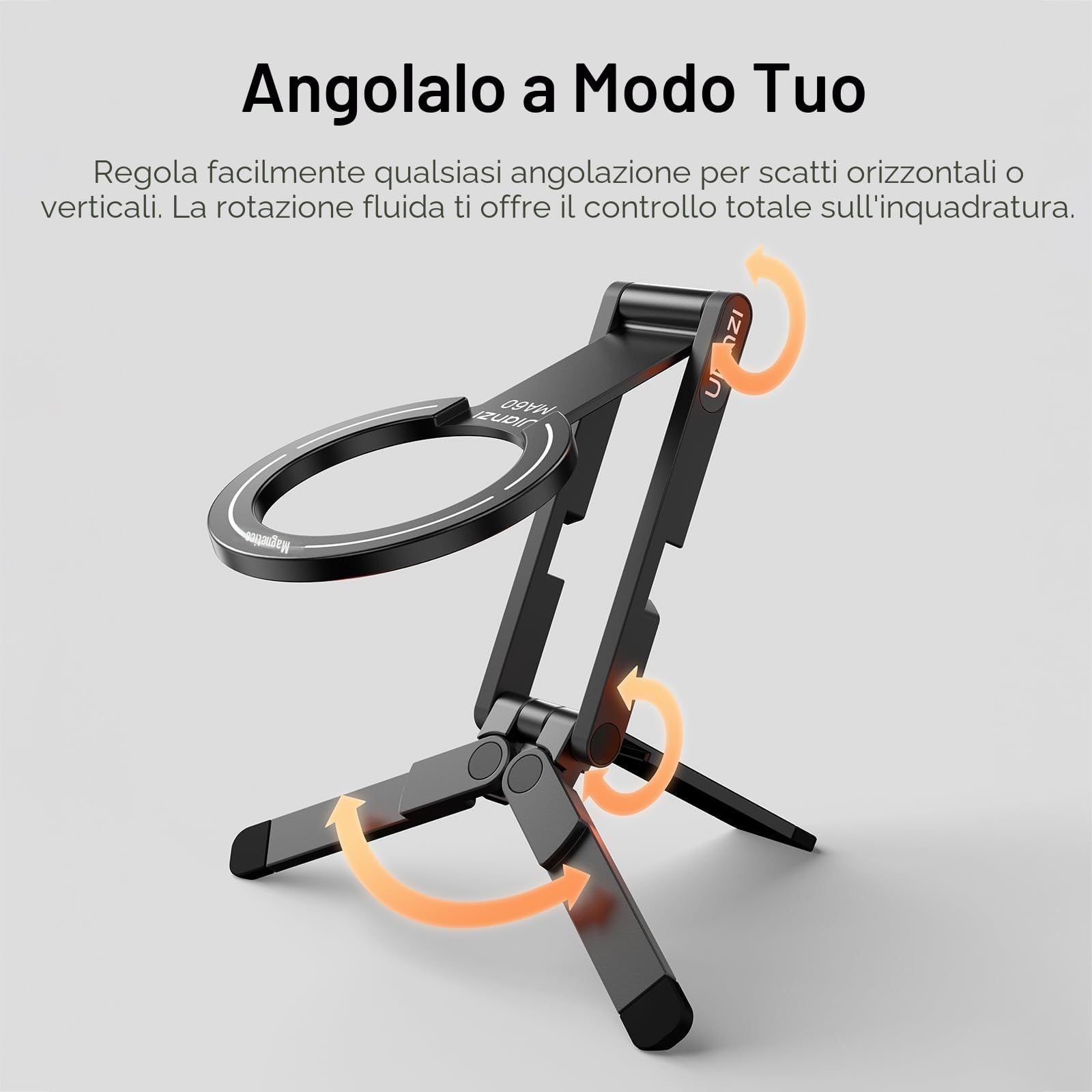 ULANZI MA60 Treppiede magnetico per telefono, Mini treppiede smartphone in alluminio con magnete bifacciale 14N, Porta telefono scrivania, Compatibile con iPhone 17,16,15,14,13,12 Samsung Xiaomi