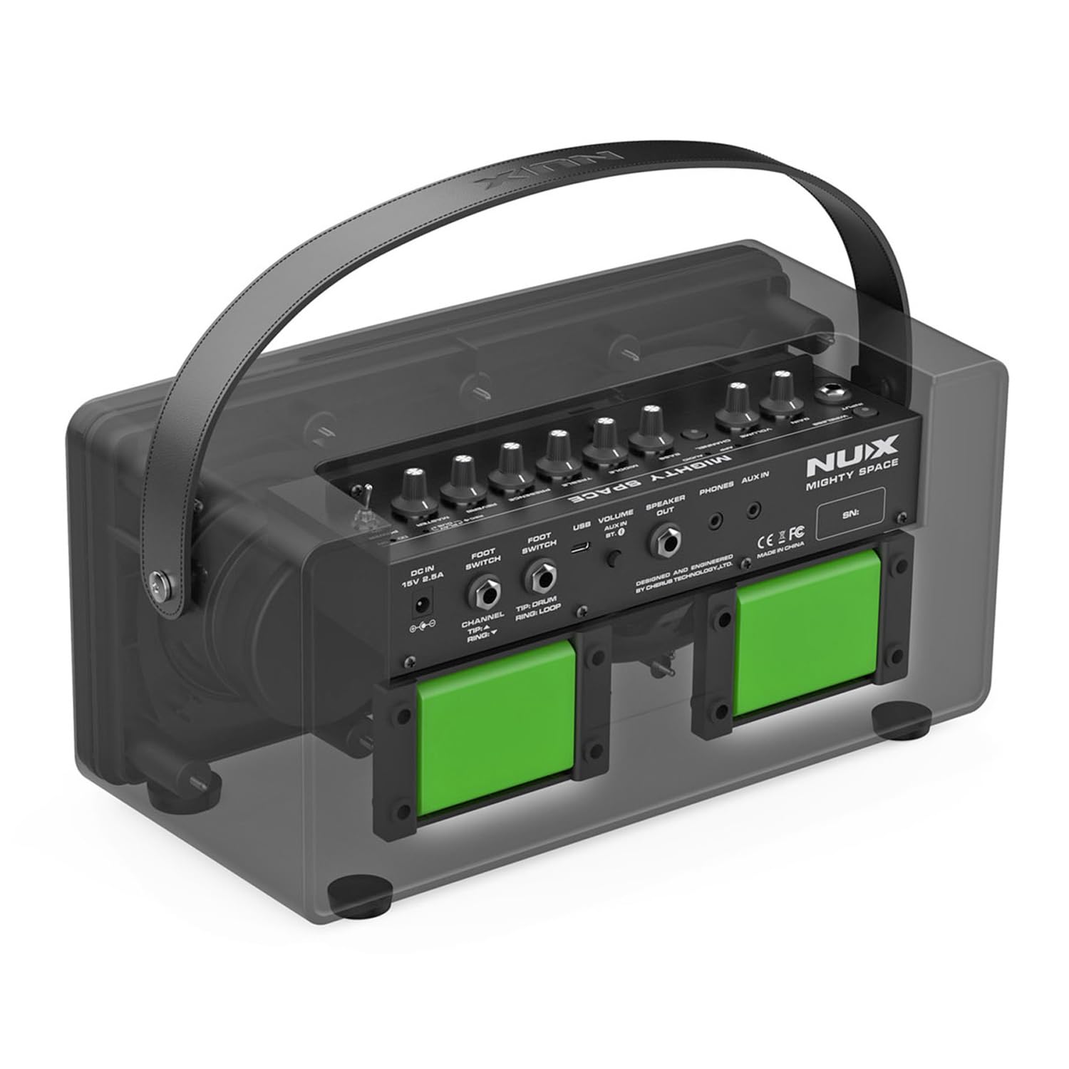 Nux Mighty Space Drahtloser Modeling Verstärker für Gitarre und Bass + keepdrum Klinkenkabel