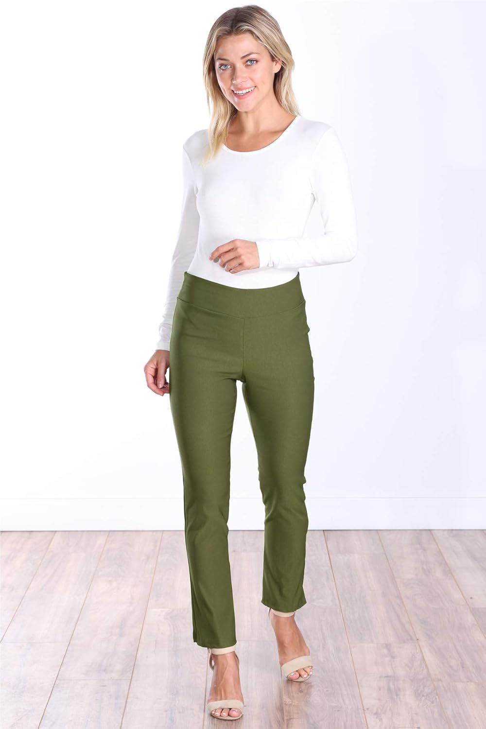 Popana Womens Stretch Pull On Dress Pants Ankle Length Work Casual - Made in USA - Image 3