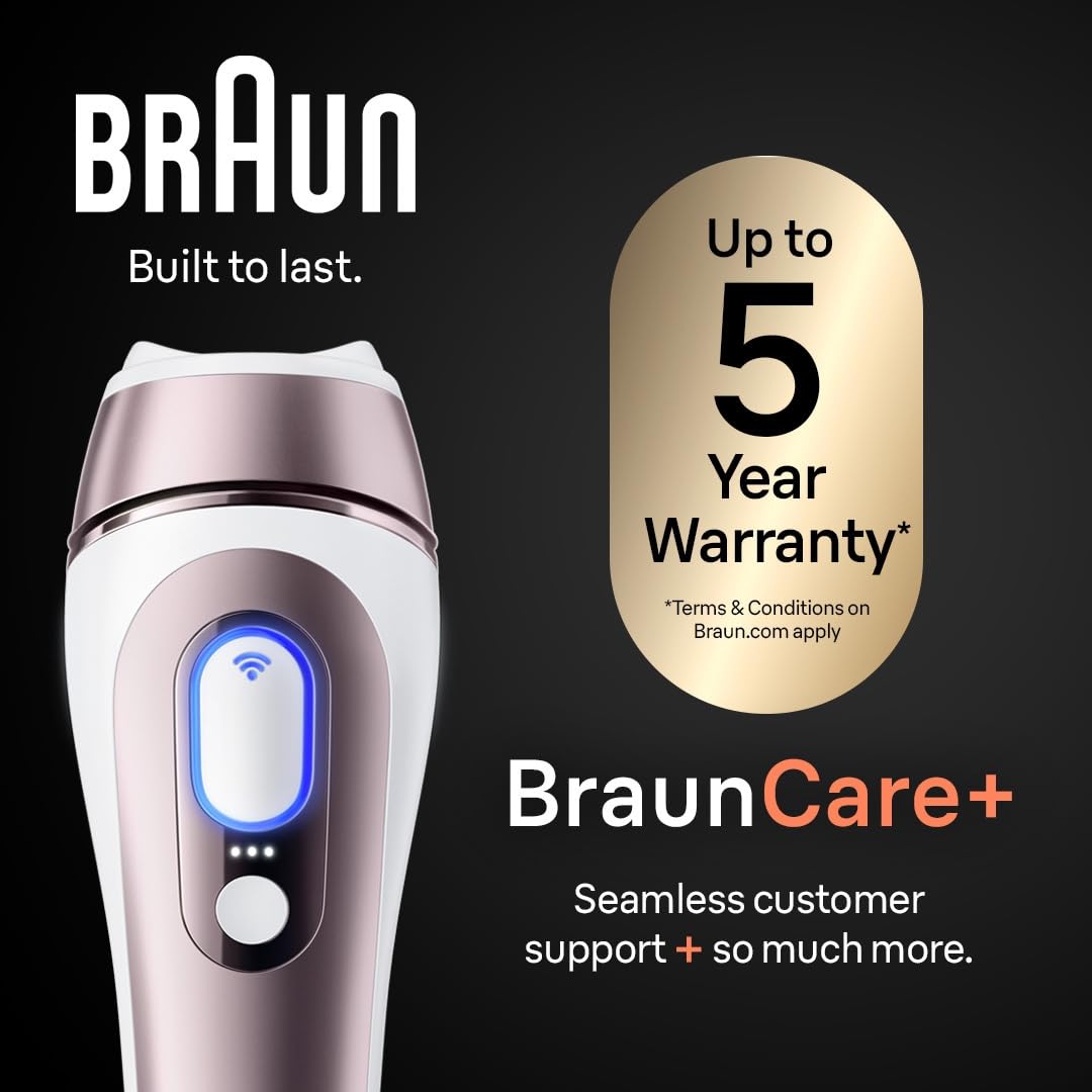 Braun Smart IPL, Skin i·Expert Pro 7, VOGUE's Best Hair Removal Device, IPL Hair Removal for Women and Men, Permanent Laser Hair Reduction At-Home, World's 1st Smart App, 4 Heads, IPL7387: White/Bronze