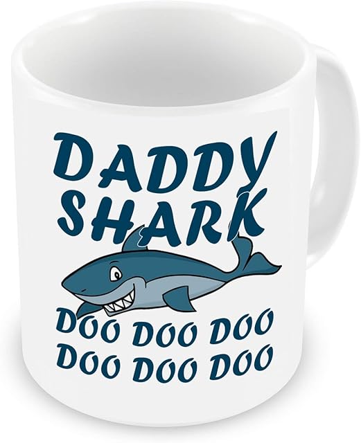 GrassVillage Daddy Shark Doo Doo Doo Mug, Cup, White, Funny, Sarcasm Mug Fathers Day Xmas 11oz