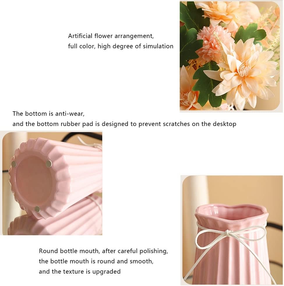 フェイク造花 フラワーアレンジメント人工観葉植物 家のクリスマスの装飾の庭の結婚式の装飾的な偽の花のための絹の布の造花の花束セラミッ