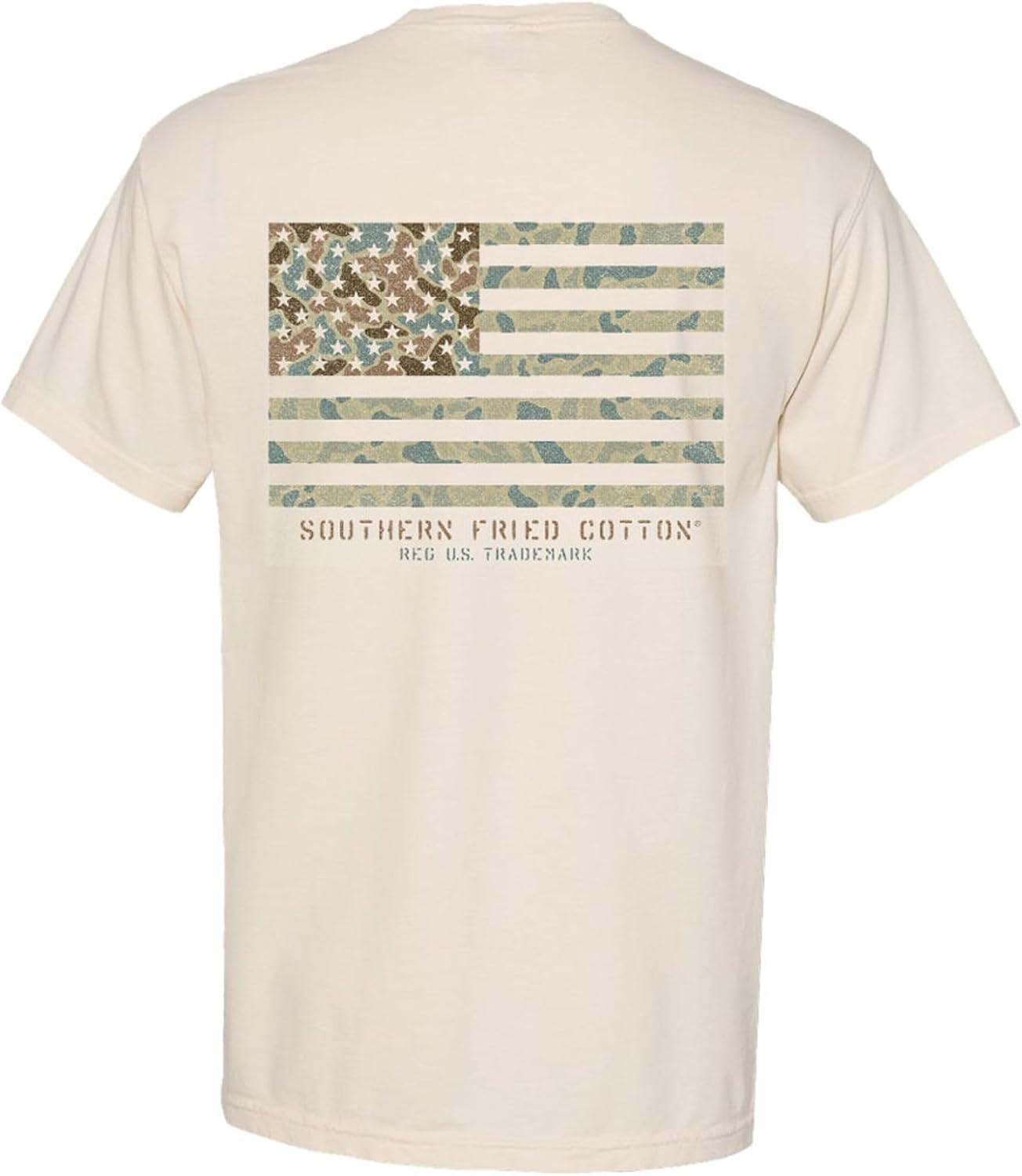 Southern Fried Cotton Old School Camo USA American Flag Pocket T Shirt