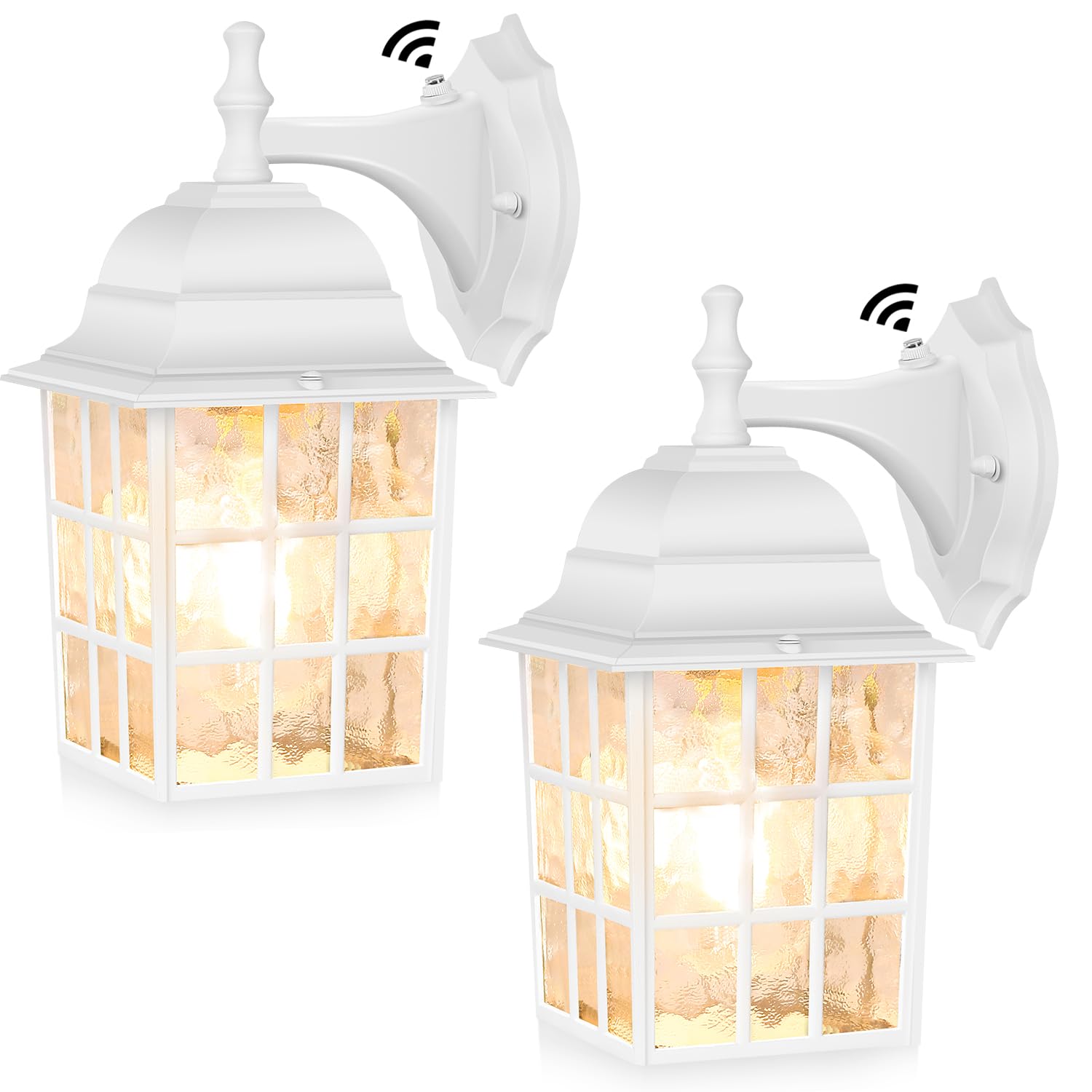 FUDESY Dusk to Dawn LED Outdoor Wall Lantern,White Plastic Photocell