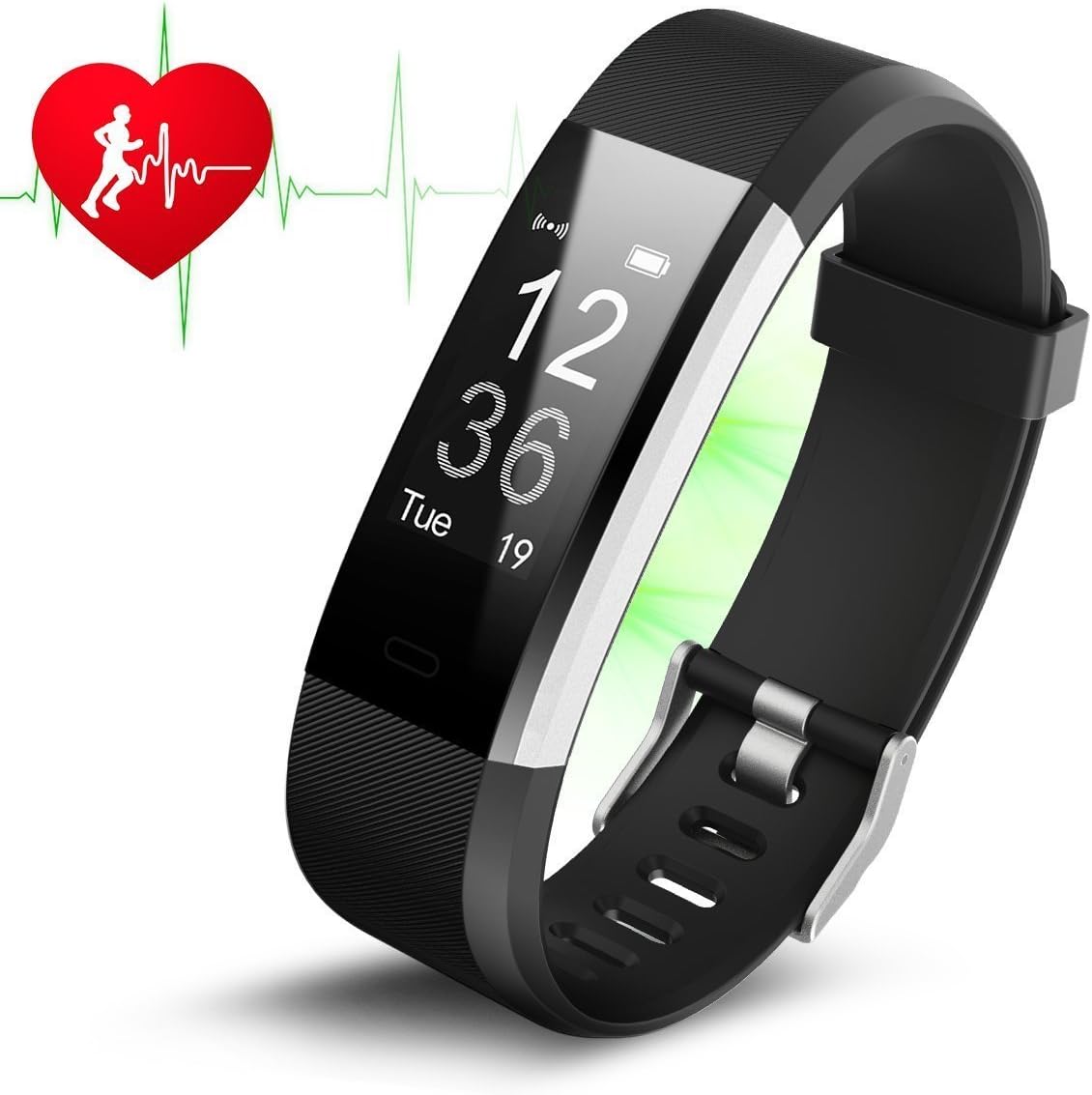 ID115 Plus Sports Fitness Tracker Smart Bracelet Bluetooth Watch with Heart Rate Monitor IP67Warterproof Activity tracker, Step counter Pedometer/Sleep/HR/Sedentary Reminder/Call Notification (Facebook/Twitter/Message)Smartwatch for Android Smartphone and IOS iPhone(Black)