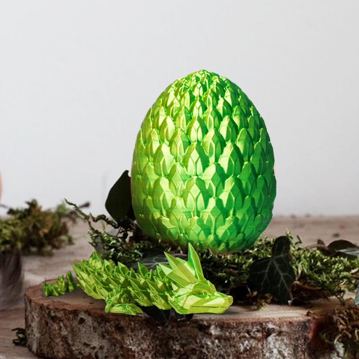 3D Printed Dragon Egg, Dragon Eggs with Dragon Inside, Articulated Crystal Dragon Fidget Toy, Dinosaur Eggs Toy, Fidget Toy for Teen Boy Kid (Green)