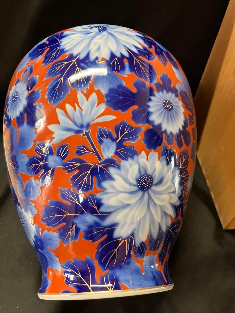 青色と赤色の花の陶器花瓶 赤と青の陶器製花瓶 【公式通販】