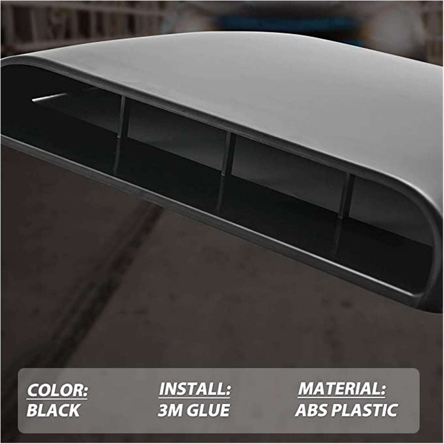 Hood Scoops ABS Car Hood Air Vents, Universal Car Air Flow Intake Scoop Turbo Bonnet Vent Cover Sticker Hood Black