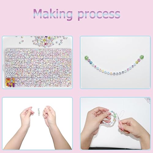 Miniatura 5 de Cuentas del alfabeto A-Z, 1400 cuentas de letras, acrílicas redondas de 0.16 x 0.27 pulgadas (0.157 x 0.276 in), cuentas coloridas de corazón