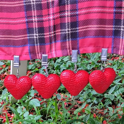 TwoFish Home Set of 4 Red Heart Tablecloth Weights Clips Red Heart Handicraft Tablecloth Clamps Pack of 4