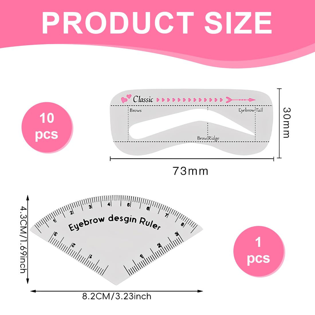 11 Pezzi Kit Di Timbri Per Sopracciglia Con 10pcs Modello Di Sopracciglio e Guida per Trucco Sopracciglia,Riutilizzabile,Kit Laminazione Ciglia