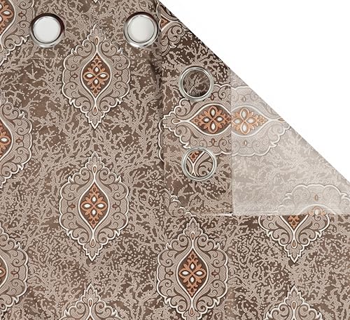 Image of Room Darkening Curtains for Door & Windows, Living Room, Bedroom, Eyelet, Parda, Printed, Pack of 2, Coffee Brown, 4 x 5 Feet