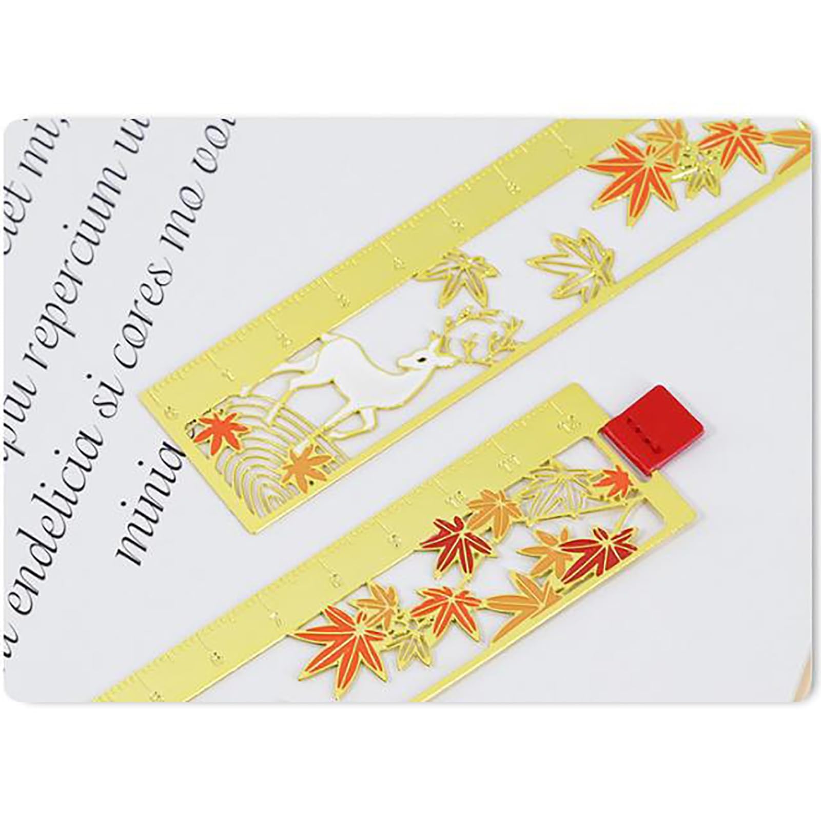Marque-Page, Ruler Arts Maple Forest White Deer Signets en métal Signets en métal créatifs