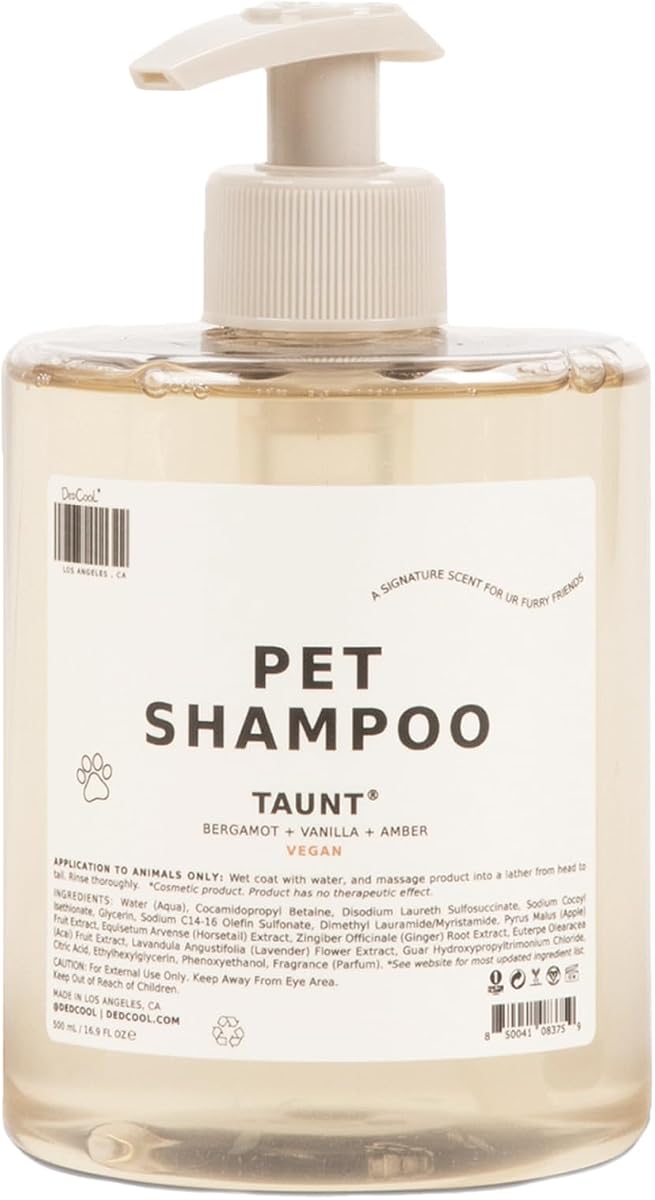 DedCool, champú para mascotas, 01 Taunt, limpiador suave para perros, 16,9 onzas líquidas | Fórmula a base de plantas para abrigos suaves y frescos, sin sulfatos, sin colorantes y vegana.