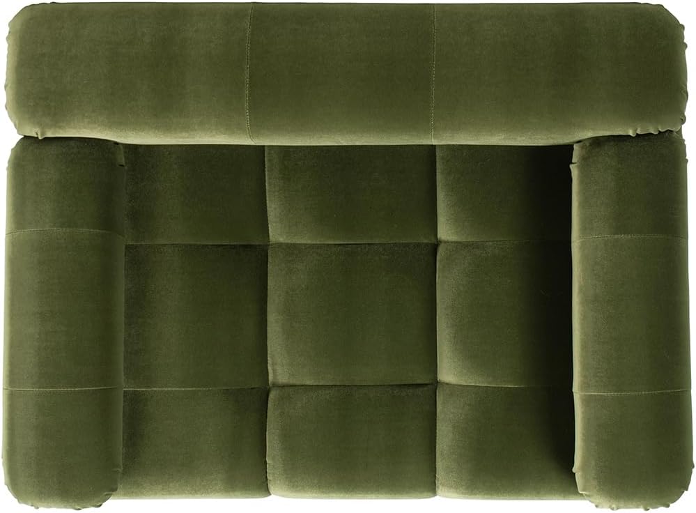 Marcel Upholstered Modern Pet Bed for Small & Medium Dogs and Cats, Sofa-Style Dog Bed with Bolstered Arms, Tufted Cushion, Water & Stain Resistant Velvet (Olive Green)