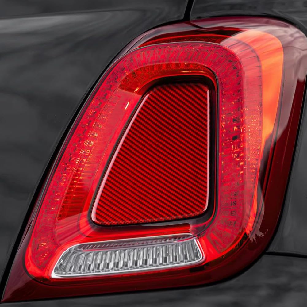 Paire de coques de feux arrière pour Fiat 500 pour Abarth 595 695 2017-2023, autocollant en fibre de carbone souple (carbone rouge)