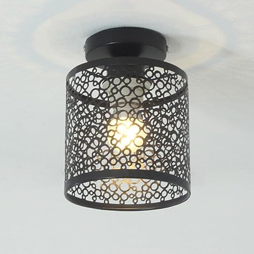 Miniatura 3 de RCIDOS Paquete de 1 lámpara de techo industrial, lámpara de techo vintage, estilo granja, pasillo, semiempotrado, lámpara hueca, metal rústico,