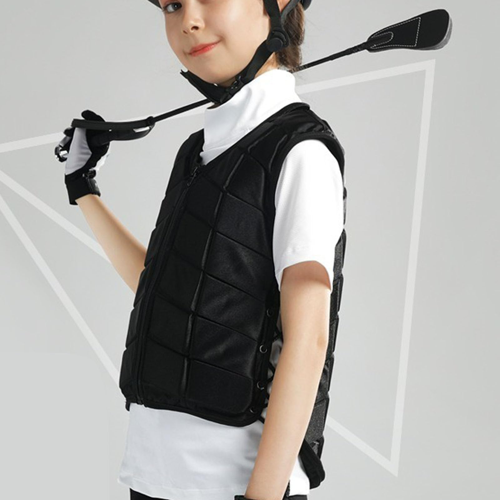 RiToEasysports Gilet d'équitation pour enfants, gilet de protection pour l'équitation, absorption des chocs avec côtés réglables, fermeture éclair, doublure respirante pour garçons et filles