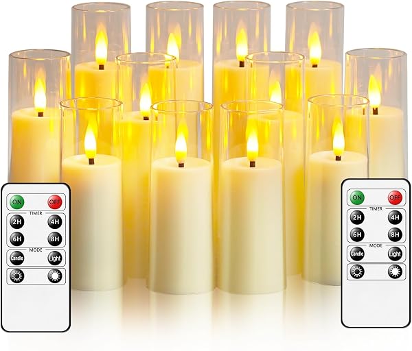 Sasigeiaa Flameless Candle Light Decorative Art Home Warm Atmosphere, (3 * 4/5/6)