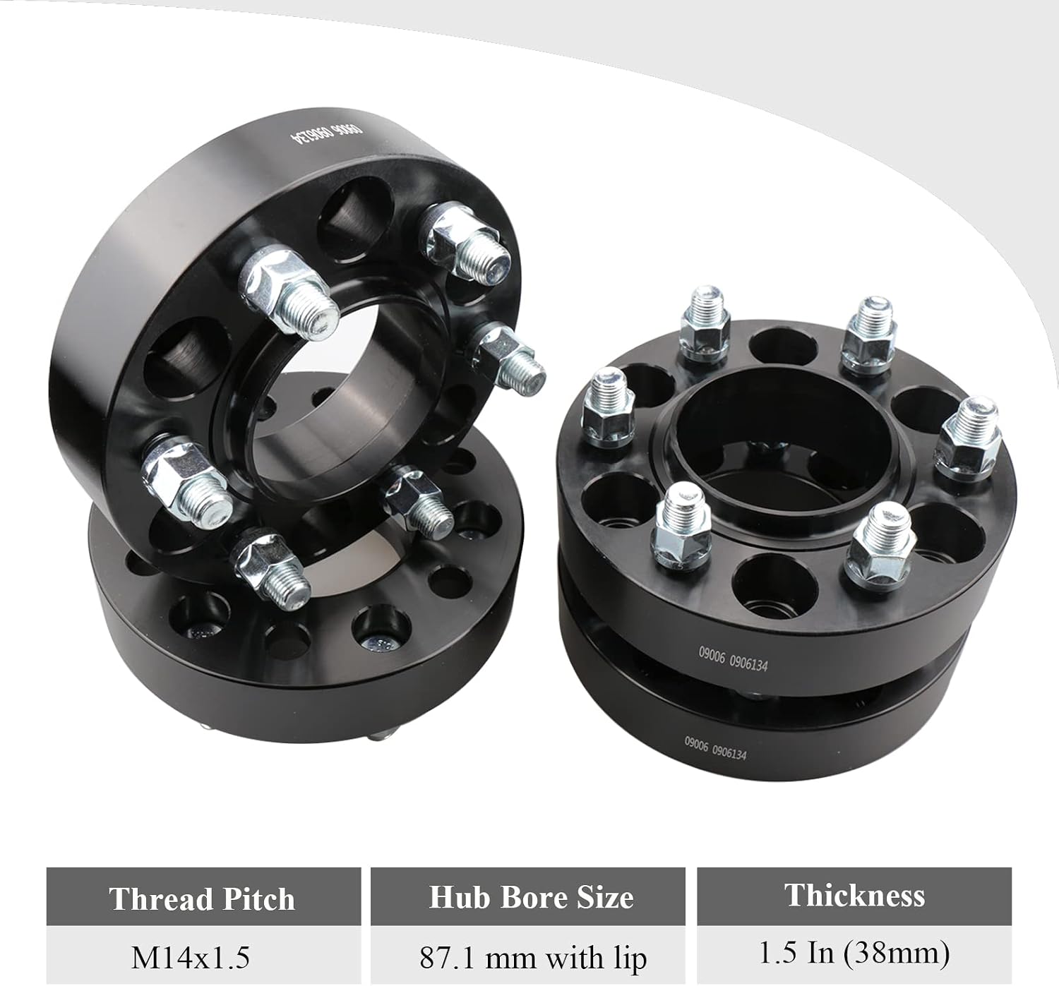 4 Pack 1.5 in Hub Centric Wheel Spacer 14x1.5 Bolts-on, 6x135 to 6x135mm Bolt Pattern, 87.1mm Hub Bore, for Ford 2015-2022 F150 2.7L-5.0L, 2015-2022 Expedition 3.5L, Lobo 3.5/5.0L, Navigator