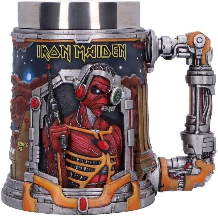Nemesis Now Iron Maiden Somewhere In Time Tankard 15.5cm - Officially Licensed Heavy Metal Beer Stein with Eddie, 3D Sculpted Sci-Fi Design, For Fans