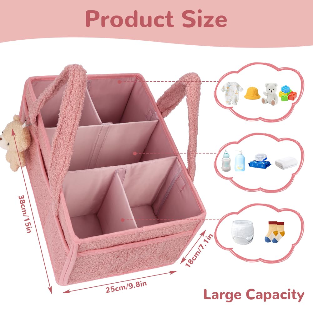 HAGOT Nappy Caddy, Large Capacity Foldable Travel Diaper Organizer, with Compartments, for Wet Wipes and Baby Items - Image 2