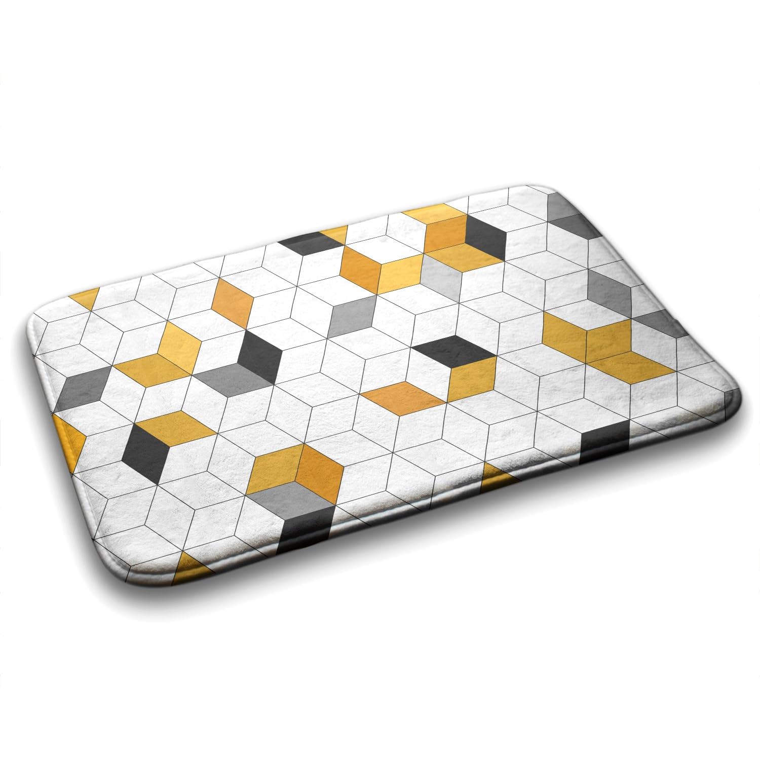 Tapis de salle de bains 75x45 cm rectangles géométriques étanche