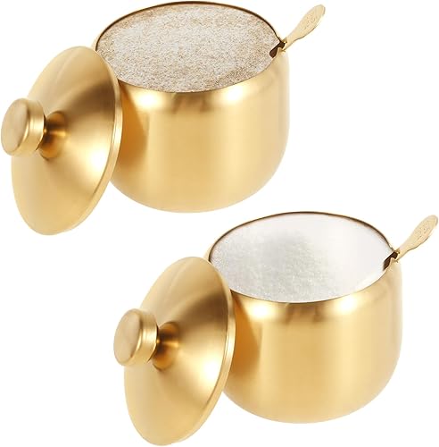 Dispensador de café y azúcar, contenedor dorado de acero inoxidable, contenedor de azúcar resistente, cubos de azúcar, sótano de sal dorada,