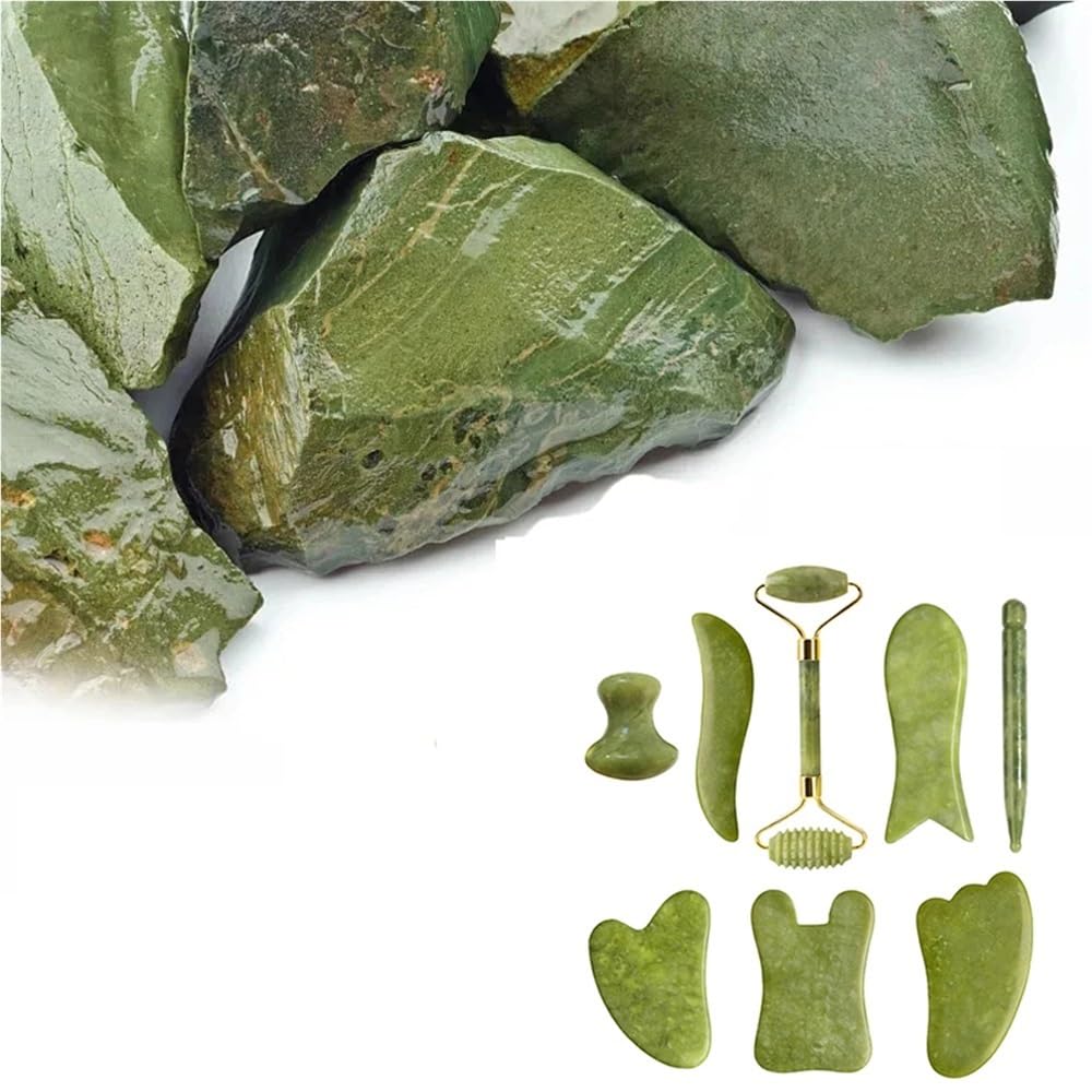Stein Gua Sha Board Set Jade Roller Massager Gouache Schaber Gesichts Lifting Spa Hautpflege Schönheit Werkzeuge(2pc gua sha 02)